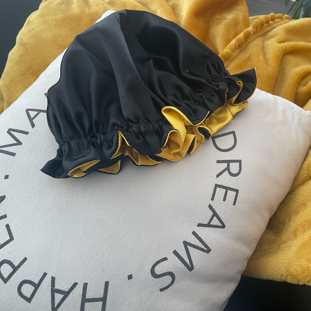 Black REVERSIBLE Baby Bonnet